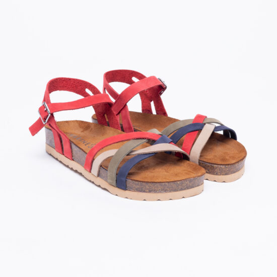 Bunte Damensandalen aus Leder