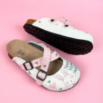 Damen bunte Freizeitclogs mit Fußbett - Detail