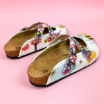 Damen bunte Freizeitclogs mit Fußbett - Detail