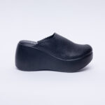 Schwarze Damen-Soft Clogs aus Leder - Ansicht
