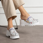 Bequeme Lederclogs mit Plateau für Damen