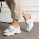 Bequeme Lederclogs mit Plateau für Damen