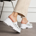 Bequeme Lederclogs mit Plateau für Damen