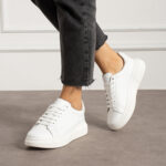 Bequeme weiße Ledersneaker für Damen