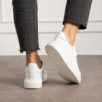 Bequeme weiße Ledersneaker für Damen