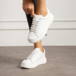 Bequeme weiße Ledersneaker für Damen