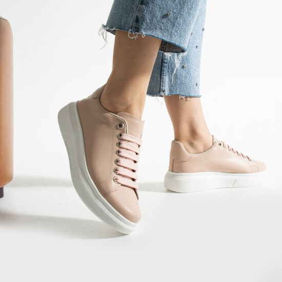 Bequeme nude-farbene Ledersneaker für Damen Damen-Sneaker 2