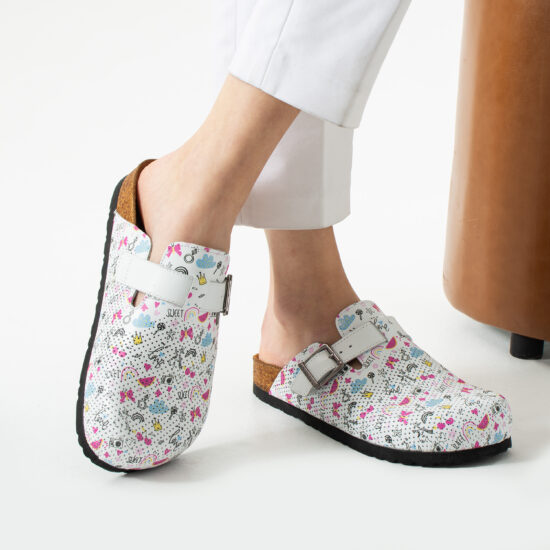 Damen Clogs mit Fußbett  aus echtem Leder