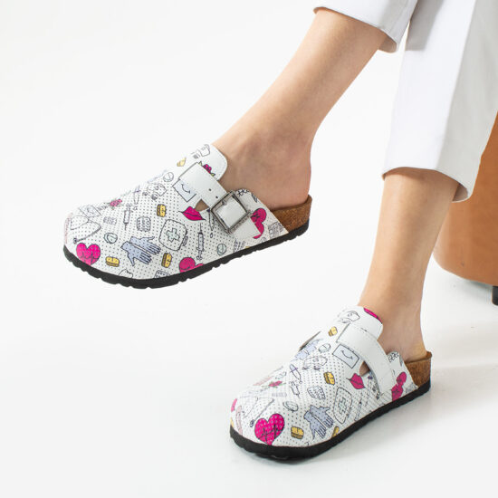 Damen Clogs mit Fußbett  aus echtem Leder