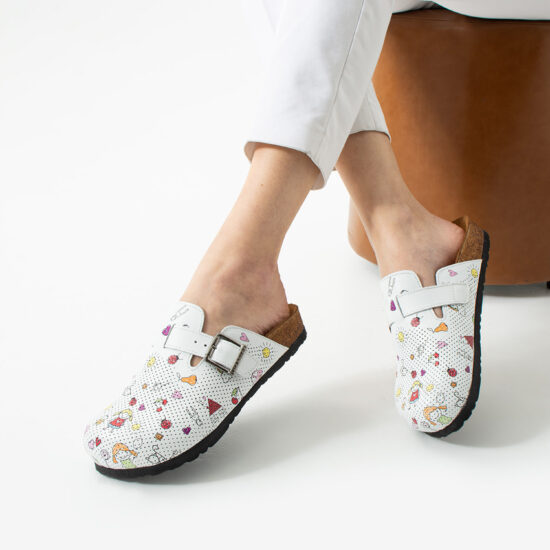 Damen Clogs mit Fußbett aus echtem Leder für Erzieherinnen
