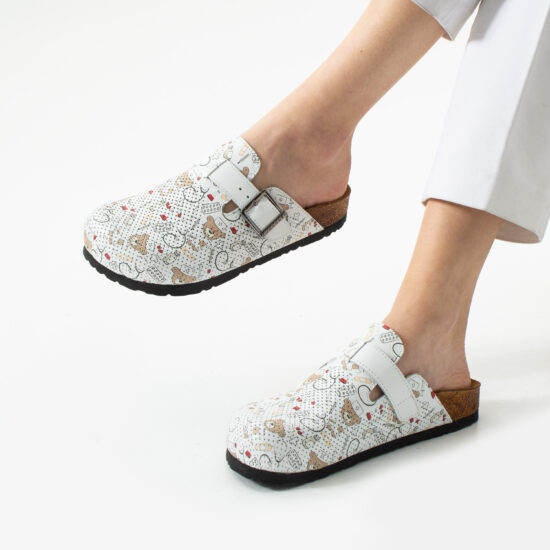 Damen Clogs mit Fußbett  aus echtem Leder