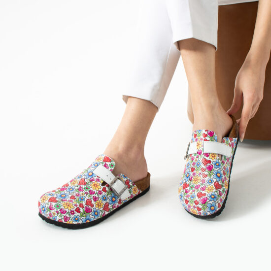 Damen Clogs mit Fußbett  aus echtem Leder