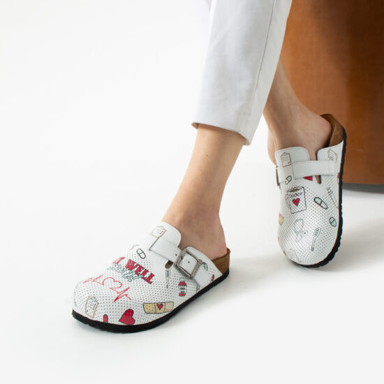 Damen Clogs mit Fußbett  aus echtem Leder