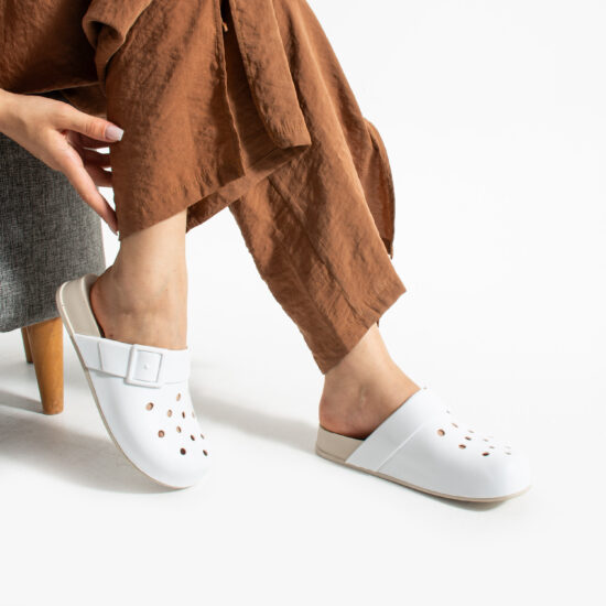 Clog Schuhe Damen mit Löchern aus Gummi weiß
