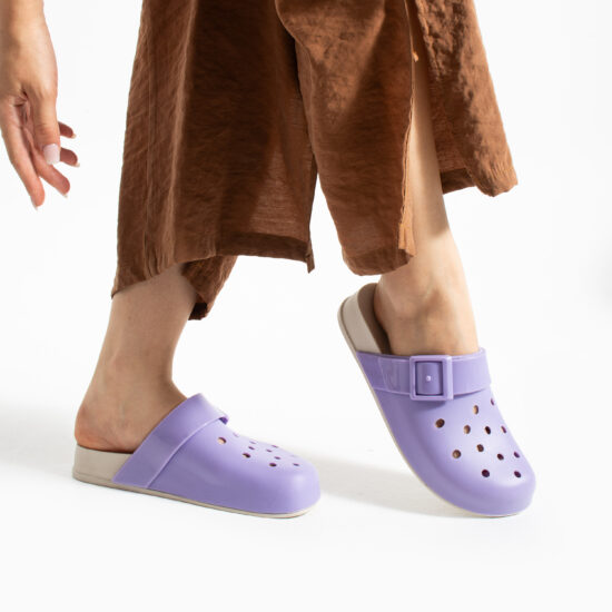Clog Schuhe Damen mit Löchern aus Gummi lila