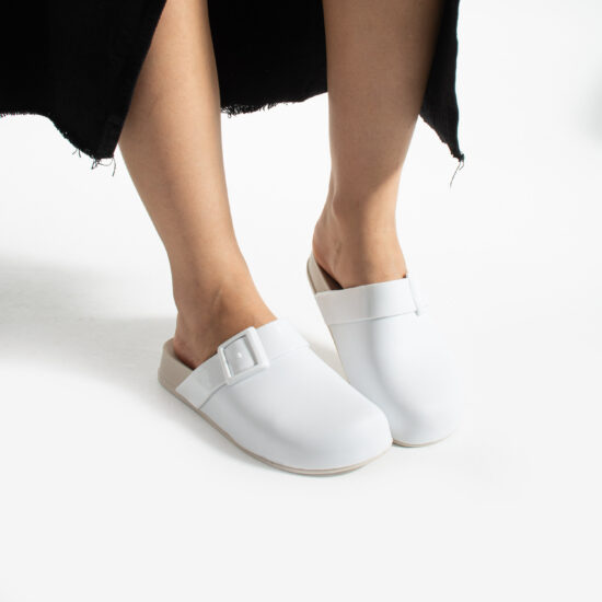 Geschlossene Clog Schuhe Damen aus Gummi weiß