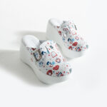 Medizinische Damen-Arbeitsschuhe-Clogs aus Leder mit hohem Plateau