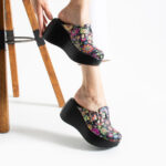 Moderne Damen‑Clogs aus echtem Leder mit hohem Plateau