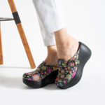 Moderne Damen‑Clogs aus echtem Leder mit hohem Plateau