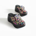 Moderne Damen‑Clogs aus echtem Leder mit hohem Plateau