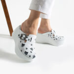 Moderne Damen‑Clogs aus echtem Leder mit hohem Plateau