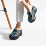 Moderne Damen‑Clogs aus echtem Leder mit hohem Plateau