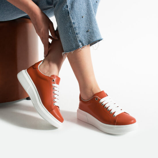 Bequeme rote Ledersneaker für Damen Damen-Sneaker