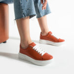 Bequeme rote Ledersneaker für Damen