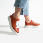 Bequeme rote Ledersneaker für Damen