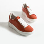Bequeme rote Ledersneaker für Damen