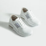 Bequeme weiße Ledersneaker für Damen