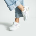 Bequeme weiße Ledersneaker für Damen