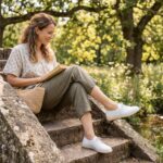 Weiße bequeme Damenschuhe aus Leder mit Memory Foam - Бял