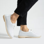 Weiße bequeme Damenschuhe aus Leder mit Memory Foam - Естествена кожа