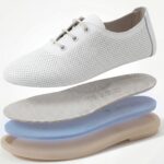 Weiße bequeme Damenschuhe aus Leder mit Memory Foam - Draufsicht