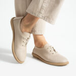 Bequeme Damenschuhe aus beigem Leder mit Memory Foam - Естествена кожа