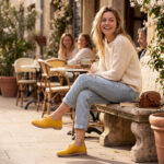Gelbe bequeme Damenschuhe aus Leder mit Memory Foam - Жълт