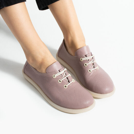 Bequeme Damenschuhe aus Leder in zartem Rosaton mit Memory Foam