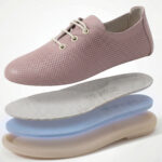 Bequeme Damenschuhe aus Leder in zartem Rosaton mit Memory Foam - Draufsicht