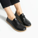 Schwarze bequeme Damenschuhe aus Leder mit Memory Foam