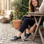 Schwarze bequeme Damenschuhe aus Leder mit Memory Foam