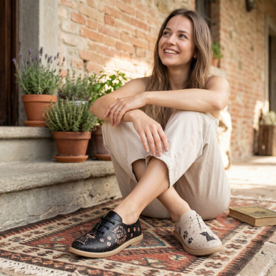 Bequeme Damenschuhe aus Leder mit Memory Foam in zwei Farben - Черен Бежов