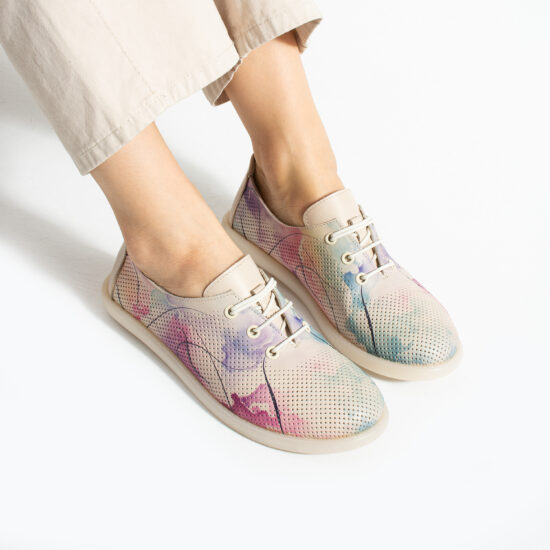 Bequeme Damenschuhe aus Leder mit Memory Foam in buntem Muster