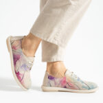 Bequeme Damenschuhe aus Leder mit Memory Foam in buntem Muster - Естествена кожа