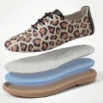 Bequeme Damenschuhe aus Leder mit Memory Foam im Leopardenprint - Draufsicht