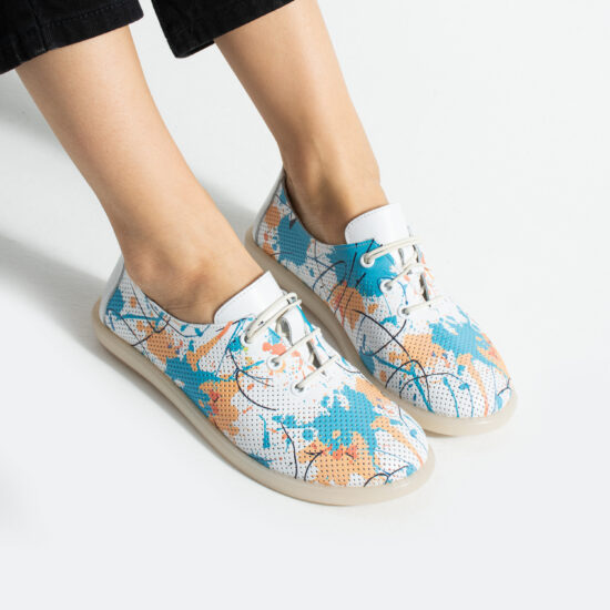 Bequeme Damenschuhe aus Leder mit Memory Foam – bunter Print