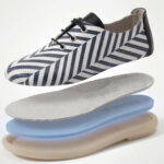 Bequeme Damenschuhe aus Leder mit Memory Foam – in Schwarz-Weiß - Detail
