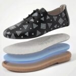 Bequeme Damenschuhe aus Leder mit Memory Foam - Draufsicht