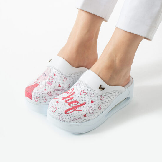 Damen Lederclogs für den Berufsalltag mit Plateausohle – Muster Chef