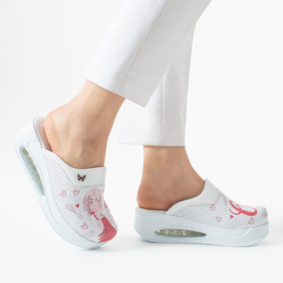 Damen Lederclogs für den Berufsalltag mit Plateausohle – Muster Chef — 2
